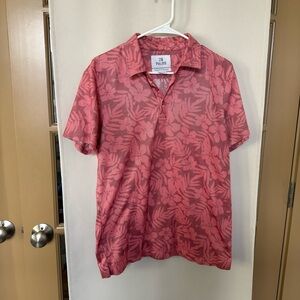 28 Palms Men's‎ Medium Red Relaxed Fit Floral Hawaiian Short Sleeve Polo